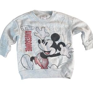 Disney Mickey Mouse Toddler Boys 2T Gray "Totally Awesome" Sweatshirt